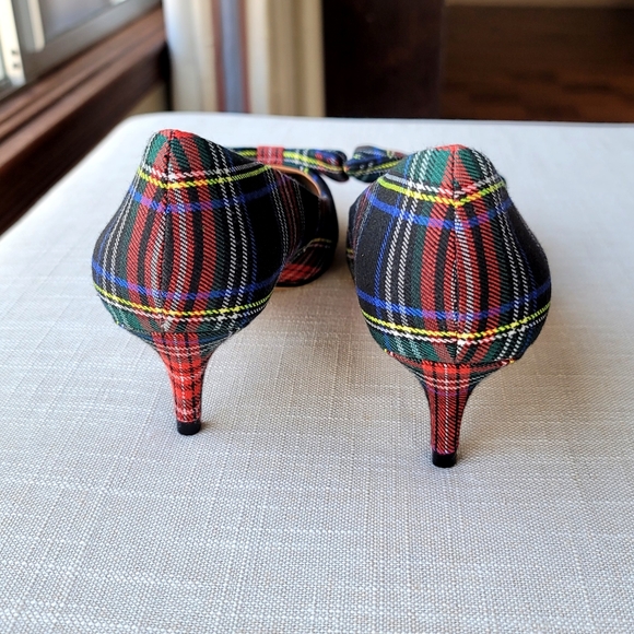 NEW! J. Crew Esme Black Plaid Tartan Kitten Heels Pump with Bow NWT - Picture 3 of 7